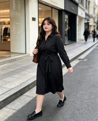 Plue size women's fashionable and elegant dress temperament A-line shirt dress