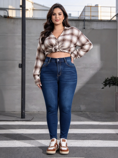Plus Size High Waist Skinny Jeans