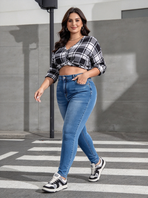 Plus Size High Waist Skinny Jeans