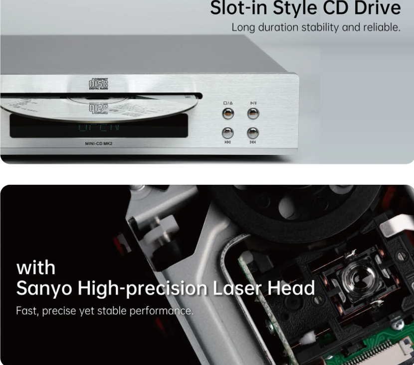 Cayin MINI-CDMK2 Compact Disc Player Slot-in style CD Drive VFD Dynamic Display