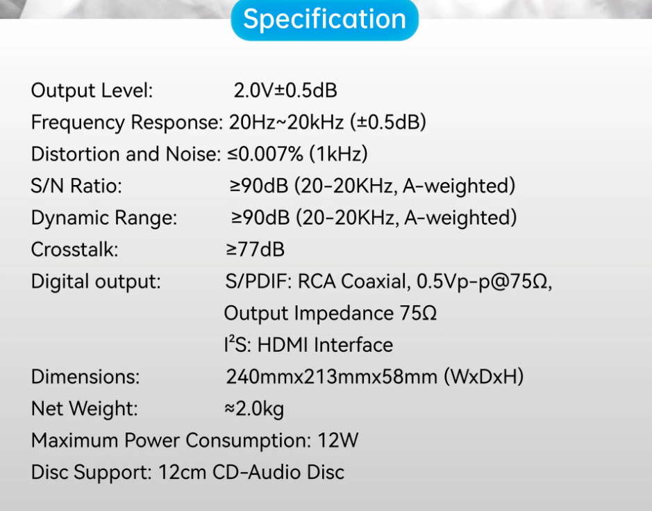 Cayin MINI-CDMK2 Compact Disc Player Slot-in style CD Drive VFD Dynamic Display