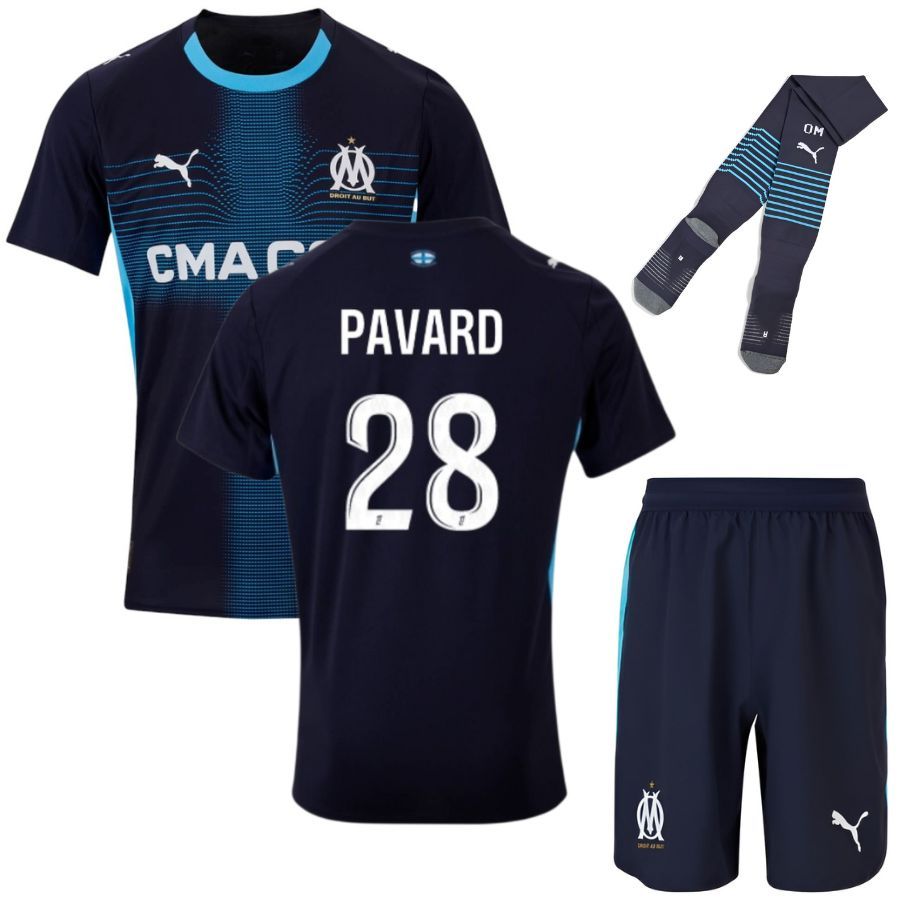 Maillot Kit Enfant OM Exterieur 2025 2026 Pavard