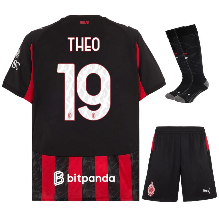 Maillot Kit Enfant Milan AC Domicile 2025 2026 Theo
