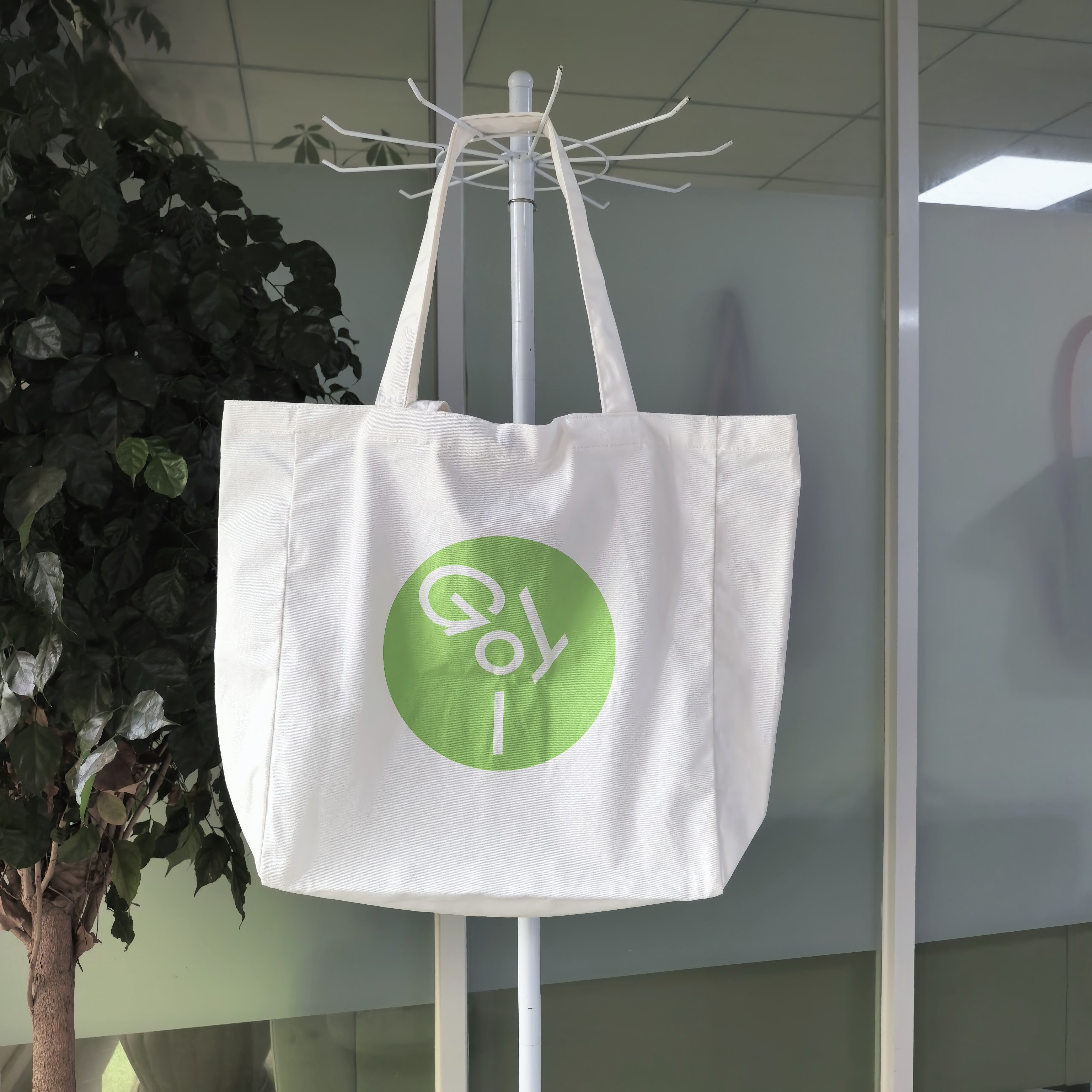 White Cotton Canvas Shopping Bag,YI YUAN,White Cotton Canvas Shopping Bag