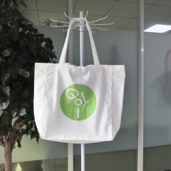 White Cotton Canvas Shopping Bag,YI YUAN,White Cotton Canvas Shopping Bag