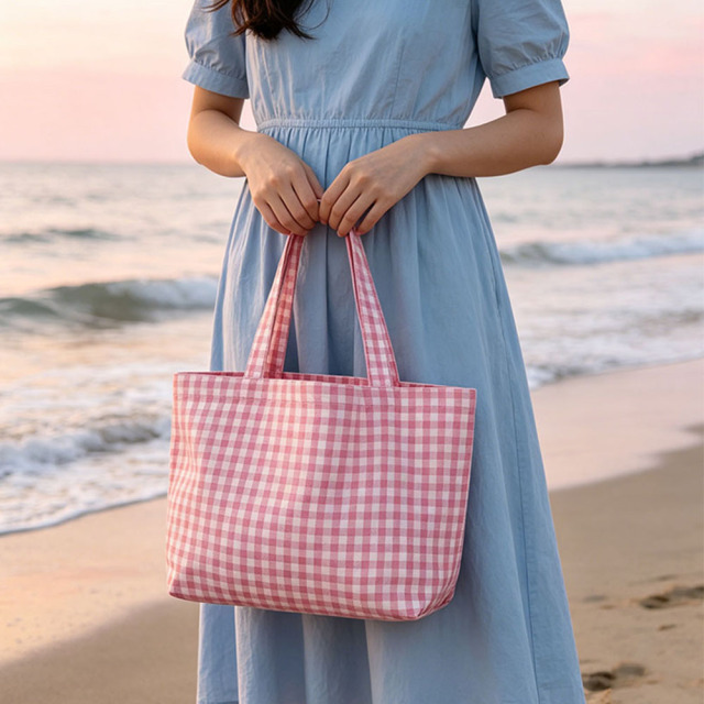 Plaid Eco-friendly Tote Bag,YI YUAN,Plaid Eco-friendly Tote Bag