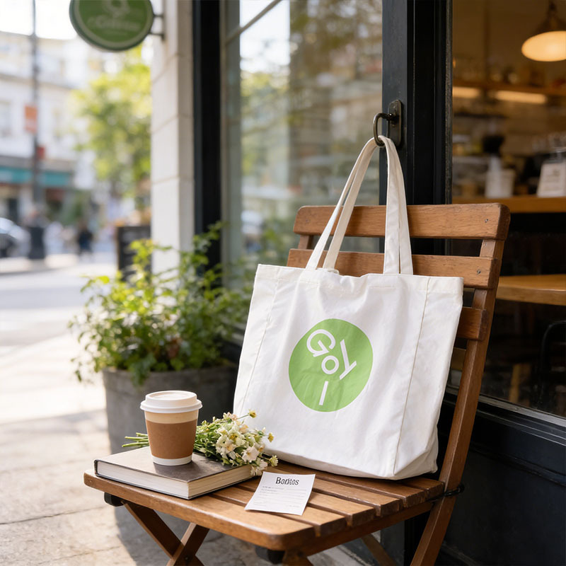 White Cotton Canvas Shopping Bag,YI YUAN,White Cotton Canvas Shopping Bag