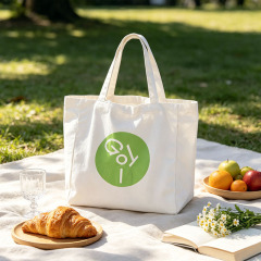 White Cotton Canvas Shopping Bag,YI YUAN,White Cotton Canvas Shopping Bag