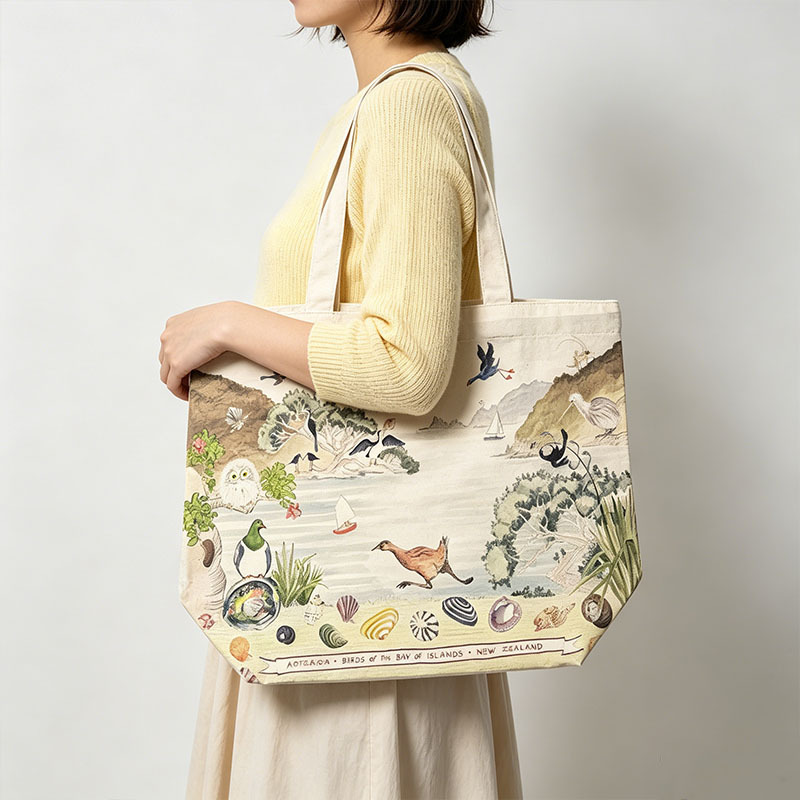 Vintage Watercolor Canvas Tote Bag,YI YUAN,Vintage Watercolor Canvas Tote Bag