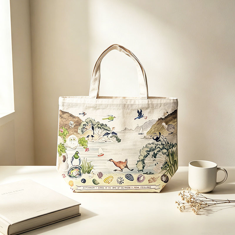Vintage Watercolor Canvas Tote Bag,YI YUAN,Vintage Watercolor Canvas Tote Bag