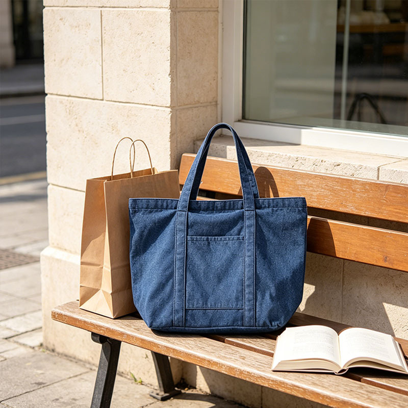 Denim Shopping Tote Bag,YI YUAN,Canvas Tote Bag