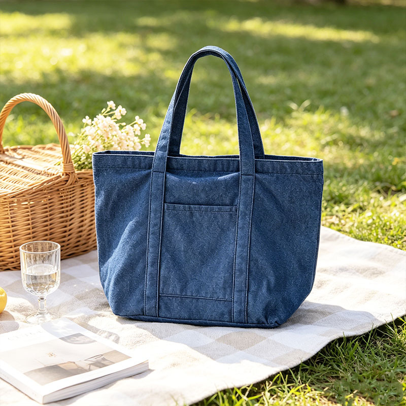 Denim Shopping Tote Bag,YI YUAN,Canvas Tote Bag