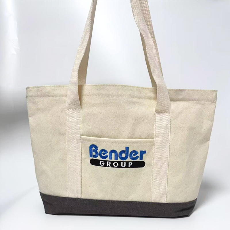Custom Embroidery Canvas Tote Bag with pocket