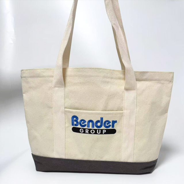 Custom Embroidery Canvas Tote Bag with pocket