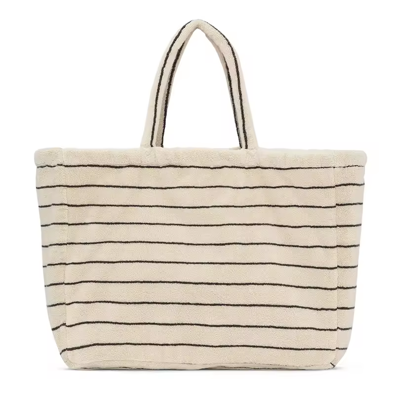 Striped Terry Cloth Beach Tote Bag