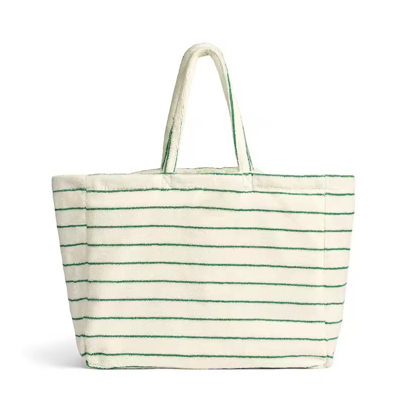 Striped Terry Cloth Beach Tote Bag