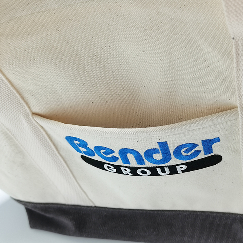 Custom Embroidery Canvas Tote Bag with pocket