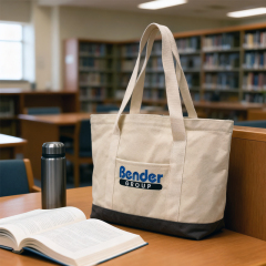 Custom Embroidery Canvas Tote Bag with pocket
