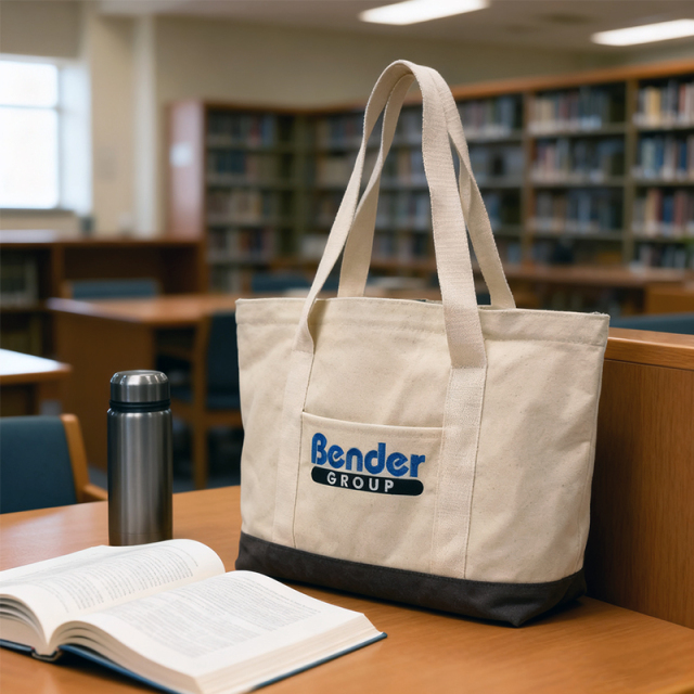 Custom Embroidery Canvas Tote Bag with pocket