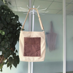Pink grey colorblock adjustable crossbody canvas tote bag,YI YUAN,Pink grey colorblock adjustable crossbody canvas tote bag