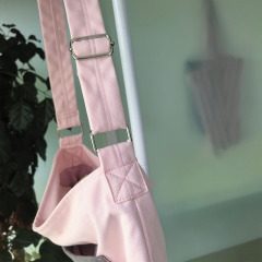 Pink grey colorblock adjustable crossbody canvas tote bag,YI YUAN,Pink grey colorblock adjustable crossbody canvas tote bag