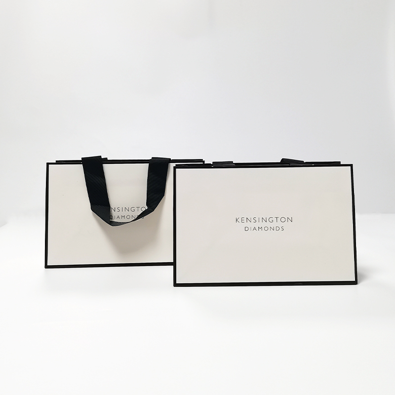 White Paper Gift Bag With Black Ribbon Handle