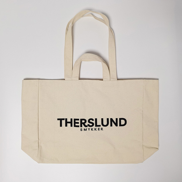 Beige Canvas Tote Bag With Double Handles