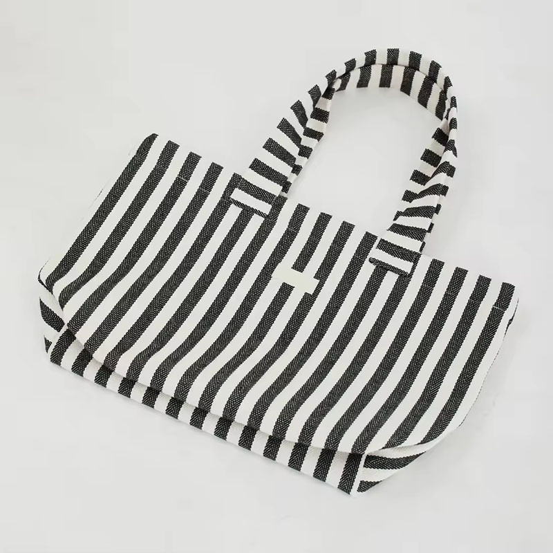 Striped canvas tote bag