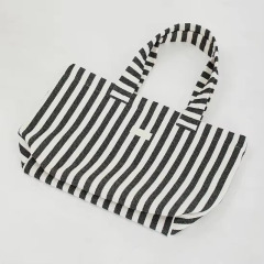 Striped canvas tote bag