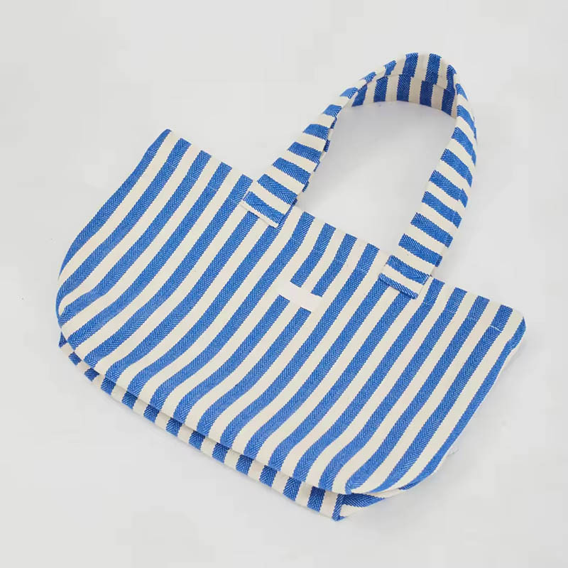 Striped canvas tote bag