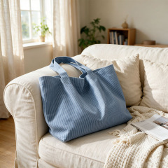 Blue Striped Canvas Tote Bag