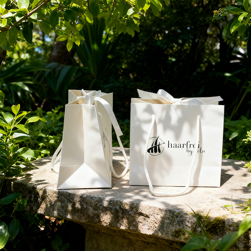 Custom logo white paper shopping bag