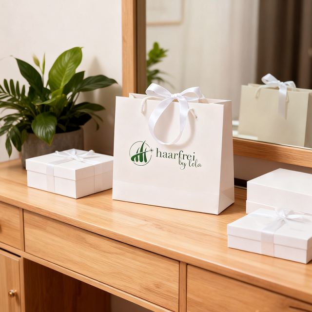 Custom logo white paper shopping bag