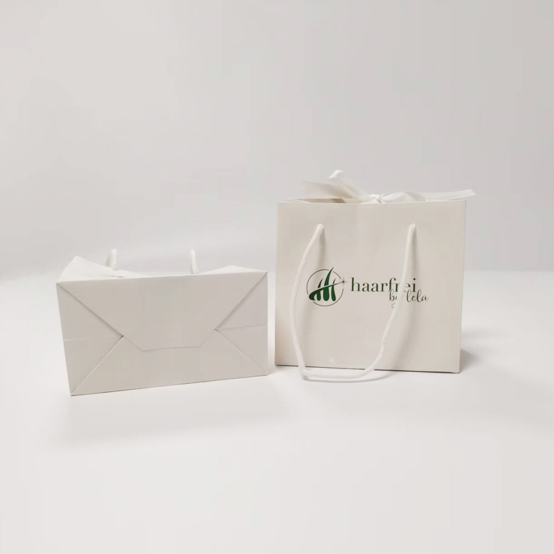 Custom logo white paper shopping bag
