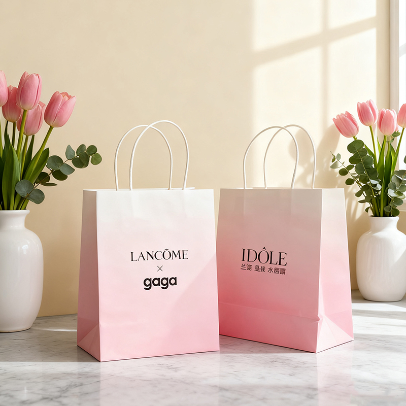 Wholesale custom printed paper shopping bag with paper twist handle