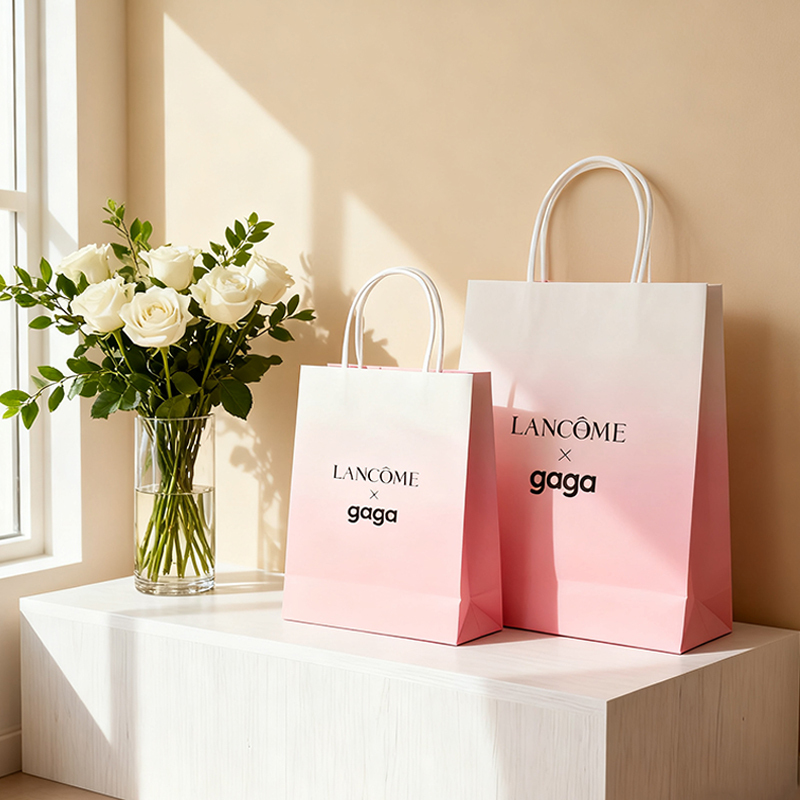 Wholesale custom printed paper shopping bag with paper twist handle