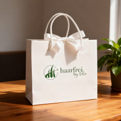 Custom logo white paper shopping bag