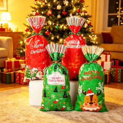 Christmas Cellophane Treat Bags with Gold Twist Ties,YI YUAN,Christmas Cellophane Treat Bags with Gold Twist Ties