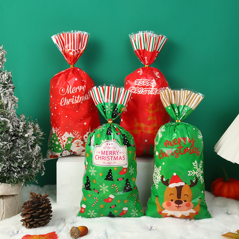 Christmas Cellophane Treat Bags with Gold Twist Ties,YI YUAN,Christmas Cellophane Treat Bags with Gold Twist Ties