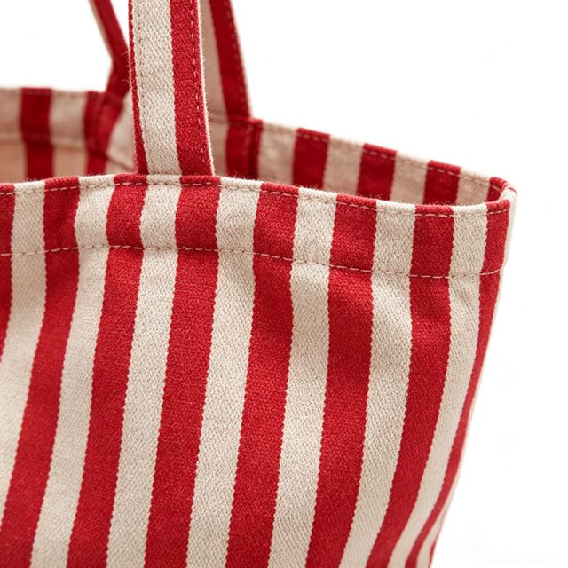 Custom Red White Stripe Canvas Tote Bag with Double Handle,YI YUAN,Custom Red White Stripe Canvas Tote Bag with Double Handle