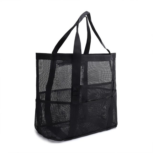 Black Mesh Beach Bag,YI YUAN,Black Mesh Beach Bag