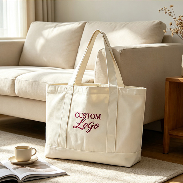 Custom Embroidered Logo Canvas Tote Bag,YI YUAN,Custom Embroidered Logo Canvas Tote Bag