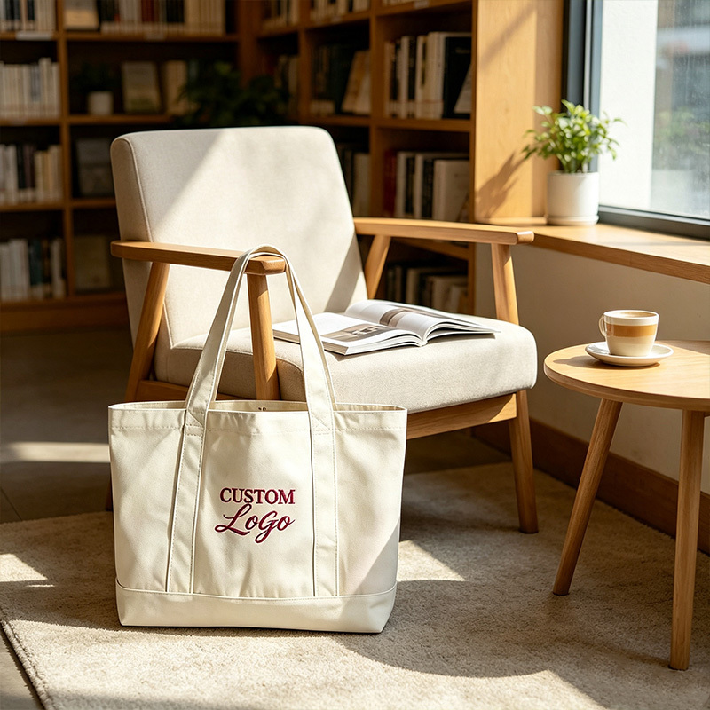 Custom Embroidered Logo Canvas Tote Bag,YI YUAN,Custom Embroidered Logo Canvas Tote Bag