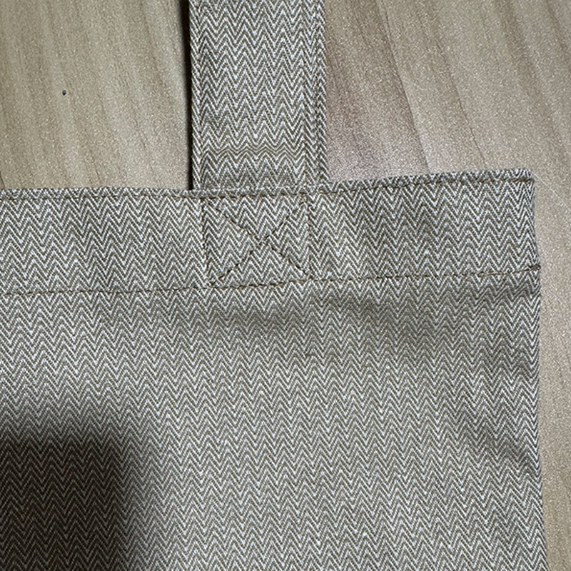 Off‑White Herringbone Canvas Tote Bag,YI YUAN,Off‑White Herringbone Canvas Tote Bag