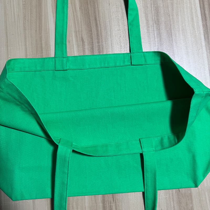 Oversized bright green custom logo canvas tote bag