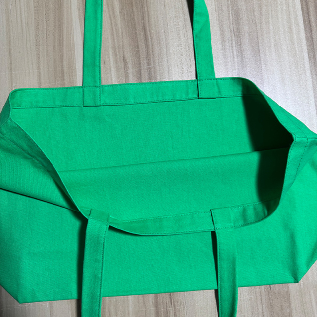 Oversized bright green custom logo canvas tote bag