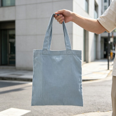 Blue Herringbone Canvas Tote Bag,YI YUAN,Blue Herringbone Canvas Tote Bag