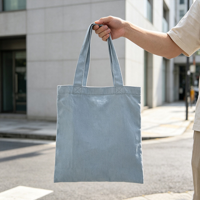 Blue Herringbone Canvas Tote Bag,YI YUAN,Blue Herringbone Canvas Tote Bag