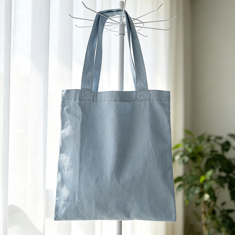 Blue Herringbone Canvas Tote Bag,YI YUAN,Blue Herringbone Canvas Tote Bag