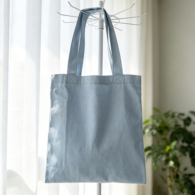 Blue Herringbone Canvas Tote Bag,YI YUAN,Blue Herringbone Canvas Tote Bag